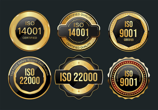 Collection of Iso certification golden badge