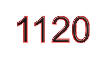 red 1120 number 3d effect white background