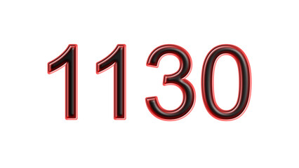 red 1130 number 3d effect white background