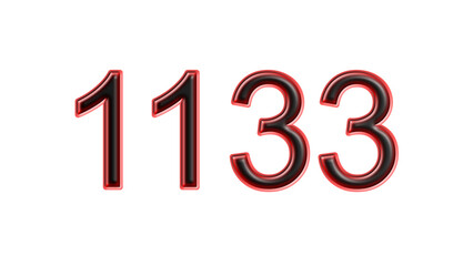 red 1133 number 3d effect white background