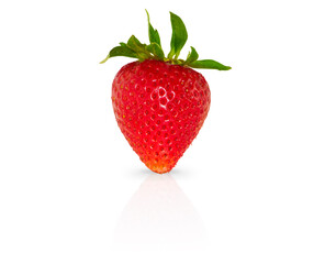 One red strawberry isolated on white background