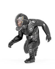 chimpanzee astronaut is running in white background
