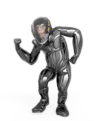 chimpanzee astronaut got the power in white background