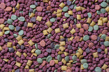 Cat food background and texture , top view