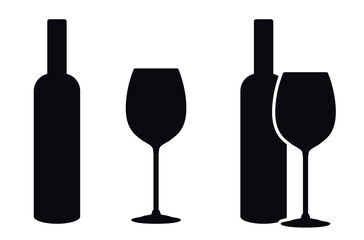 Wine glass and bottle icon beverage symbol