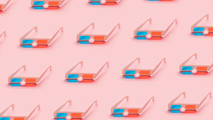 Funny vintage red with blue stereo movie glasses