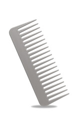 Gray and beige hair comb isolated on white background with soft shadow