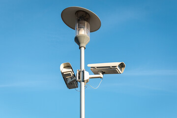 CCTV Cameras. Designed for visual control or automatic analysis of images (automatic face recognition). Close-up.