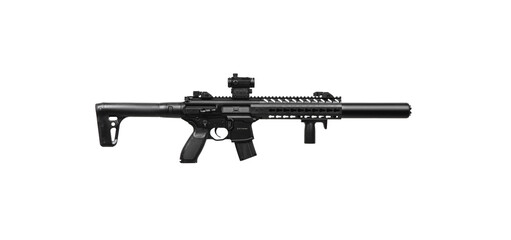 A modern air rifle with a futuristic design. Pneumatic weapons for sports and entertainment....