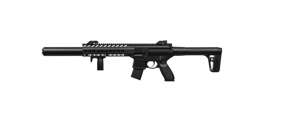 A modern air rifle with a futuristic design. Pneumatic weapons for sports and entertainment....