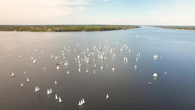 Yachts on Lake Zegrzyński, regatta.