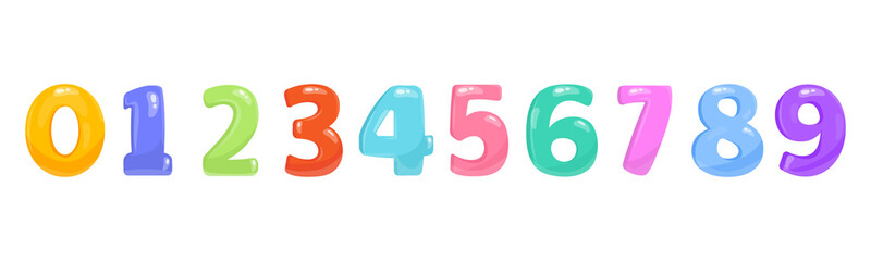 Colorful cartoon numbers, Cute bubble numbers set, Nursery numbers for kids education