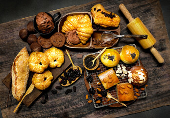 Various types of bakery and baking ingredients