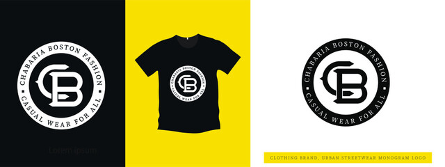 clothing brand, urban streetwear monogram logo for fashion brand