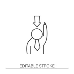 Employee line icon. Dismissal worker from office. Dismissal concept. Isolated vector illustration. Editable stroke