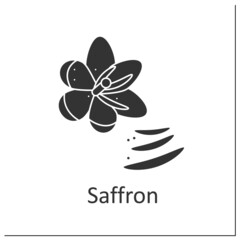 Saffron glyph icon. Aromatic pungent dried stigmas. Flavor foods. Herbs and spices concept. Filled flat sign. Isolated silhouette vector illustration