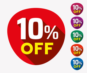 Sale of Special Offer. Discount with the price 10% An ad with a red tag for an advertising campaign at retail. Discount template, tag, sticker label with 10 percent.