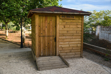 Log cabin used as a toilet