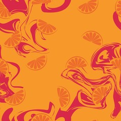 pattern of orange and ripe bright flowers