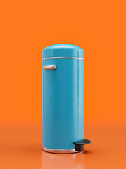 Retro trash can, vintage kitchen appliance side view, 3d rendering