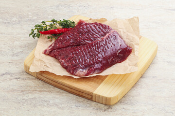 Raw beef machete steak for grill