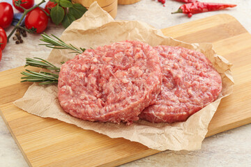 Raw pork cutlet for burger