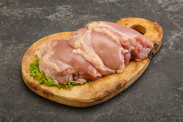 Raw chicken boneless and skinless leg