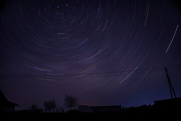 The total time interval of star trails in the night sky. Polar star exposure