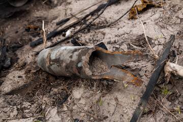 exploding artillery shell on the ground