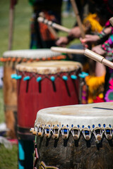 Traditional Native American Drum being played during a Cultural Celebration