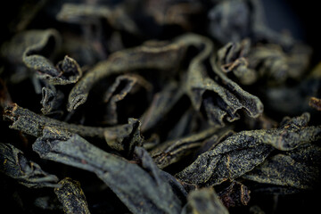 Fototapeta premium large leaf brewed tea leaves macro closeup microscope soft focus