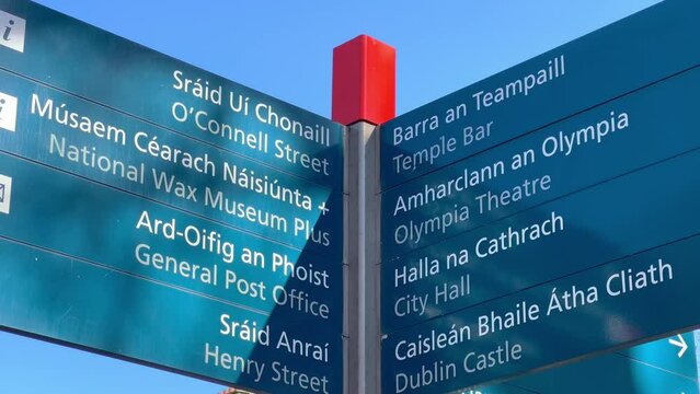 Direction signs in the city center of Dublin - Ireland travel photography