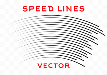 Speed lines. Design element, motion effect signs. Black lines on white background. Vector illustration.