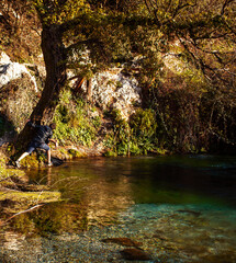 beautiful landscape with mountain river in europe, Albania