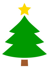 Christmas tree with star icon. Vector illustration isolated on white background. Christmas holidays symbol.