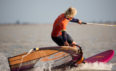 Neusiedl lake, Austria: wind surfer on the lake