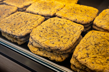 Healthy bio vegan oat cookies fresh baked in French bakery