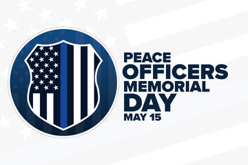 Peace Officers Memorial Day. May 15. Holiday concept. Template for background, banner, card, poster with text inscription. Vector EPS10 illustration.