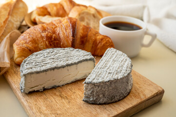 French goat cheese selles-sur-cher and fresh croissants