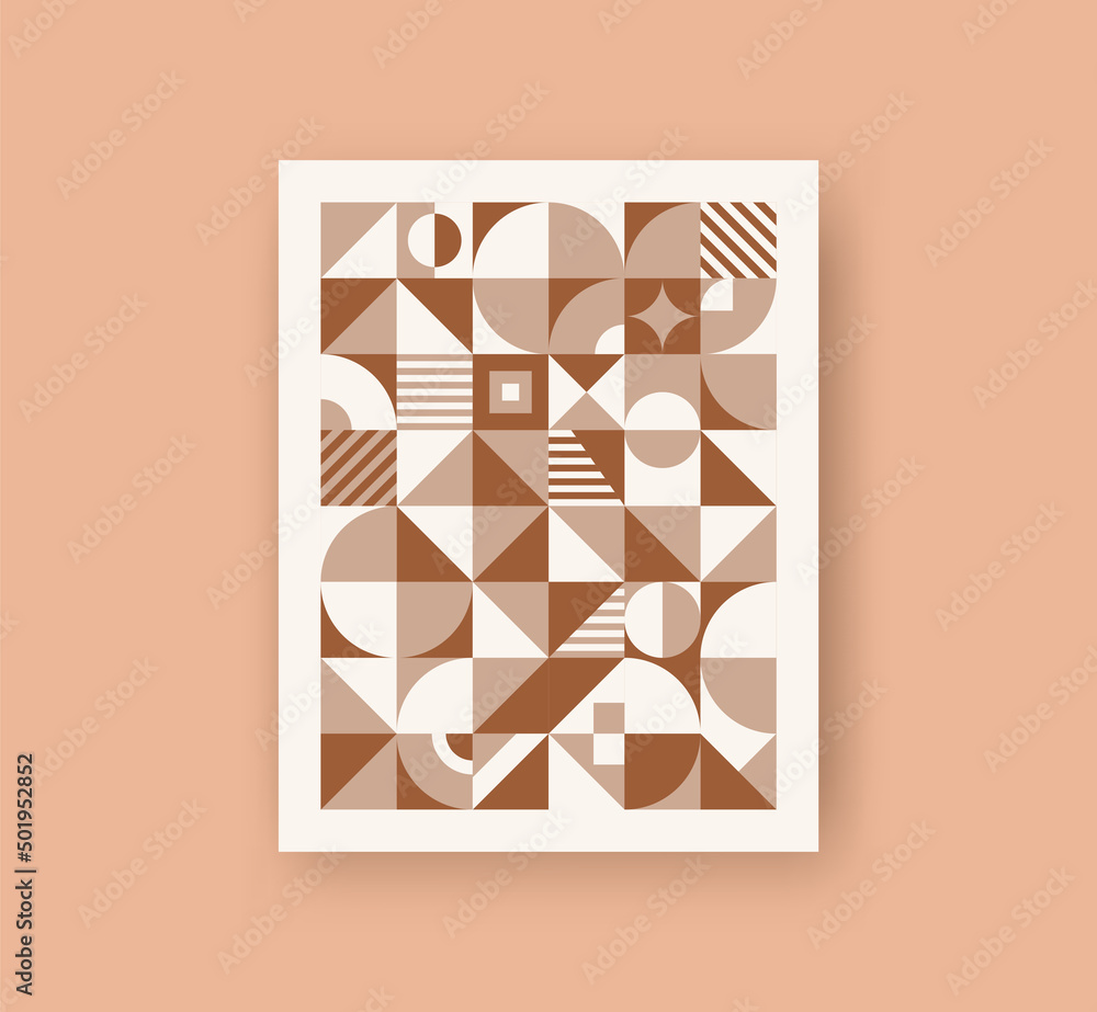 Poster geometric vector seamless pattern with circle shapes background in retro style