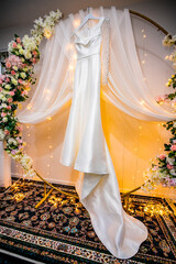 Afghani bride's beautiful white dress with a tail