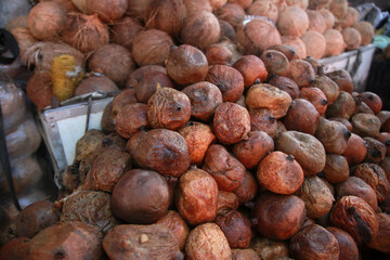 salvador, bahia, brazil - april 30, 2022: genipapo fruit for sale on display at a stall at the Sao...
