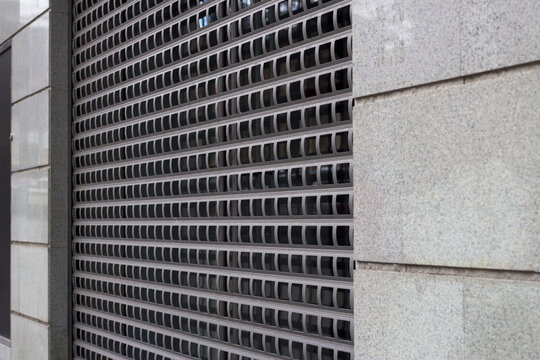 closed shop in the city with lattice  door