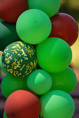 Bunch of Party Balloons Green and Red Festive