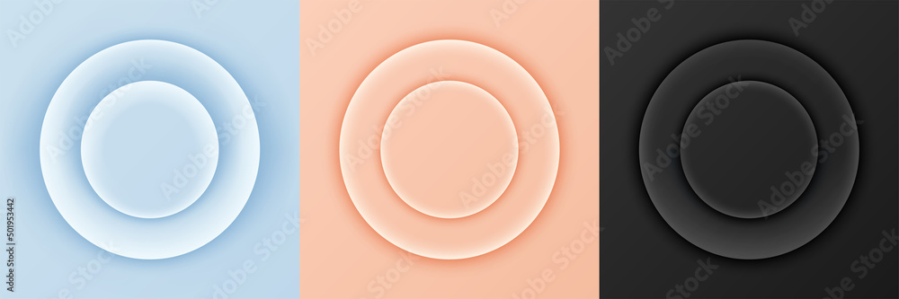 Poster modern smooth gradient background with circles abstract vector rendering 3d shape minimal wall scene