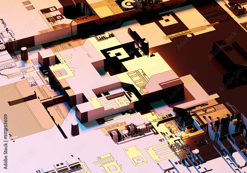 Poster cryptocurrency mining board. visualization of motherboard. realistic robot cyber armor model. multi-