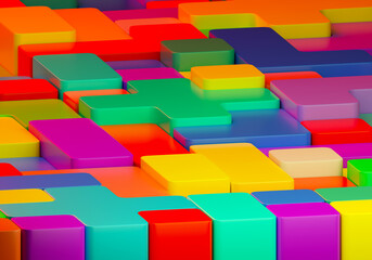 Baby background. Multi-colored elements are located nearby. Three-dimensional Baby background. Geometric objects Vibrant colors. Background for decorations for such products. 3d rendering.