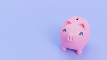 Cute piggy bank for collecting gold coins. Savings ideas for future investments. 3D Illustration.