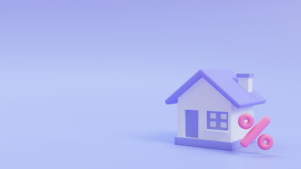 Simple house. long term savings ideas to buy real estate. 3d render illustration.