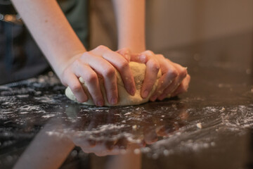 Kneading wheat dough